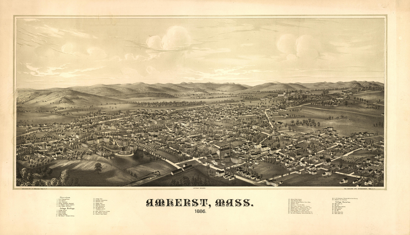 MA Amherst 1886, 1886 — antique map