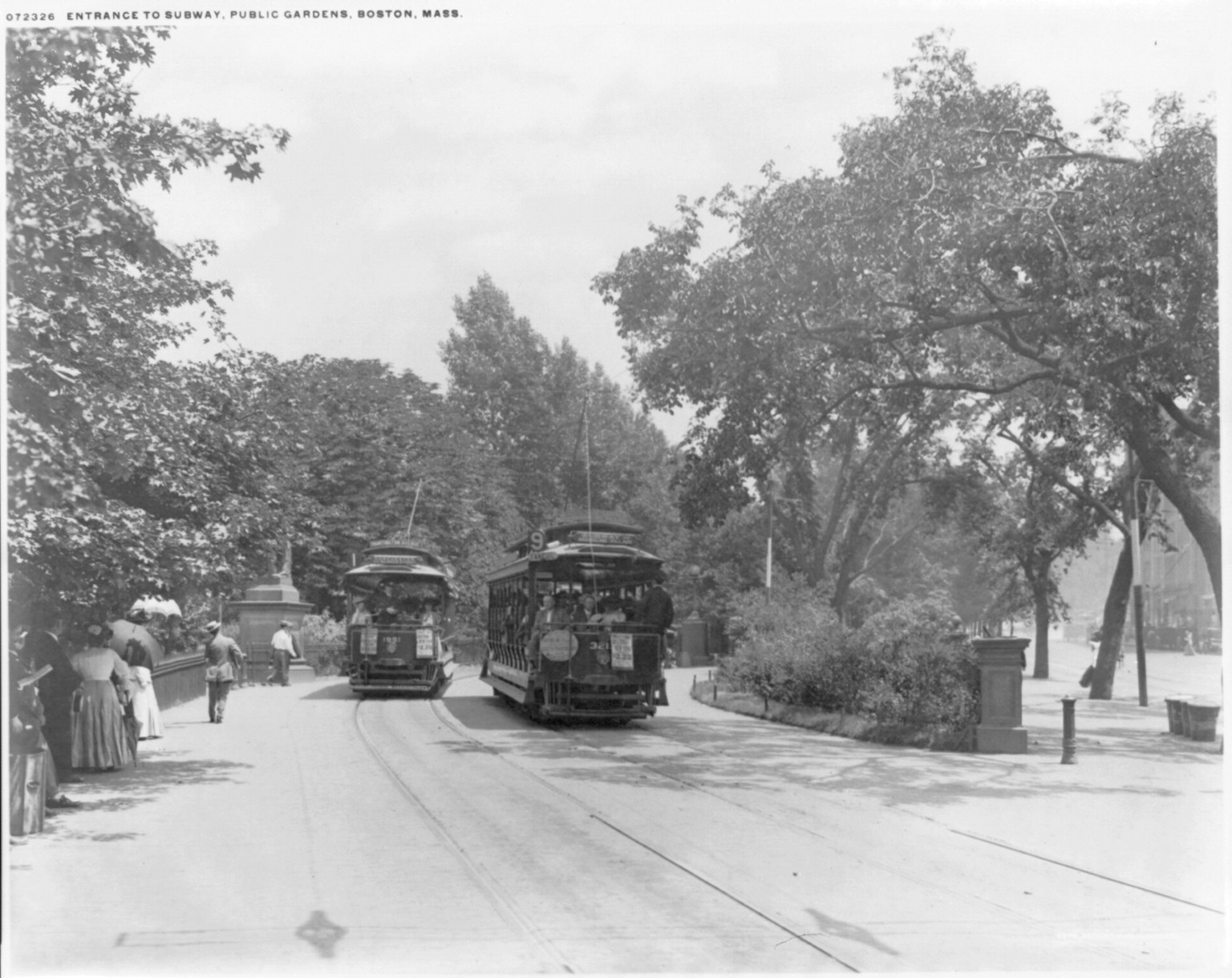 Entrance to subway, Public Gardens, Boston, Mass., c1921. — historic photograph