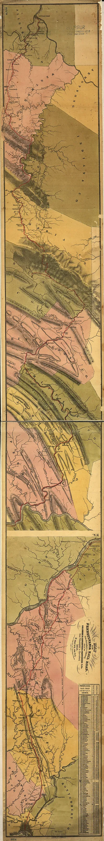 Route of PA RR, Pennsylvania, 1855
