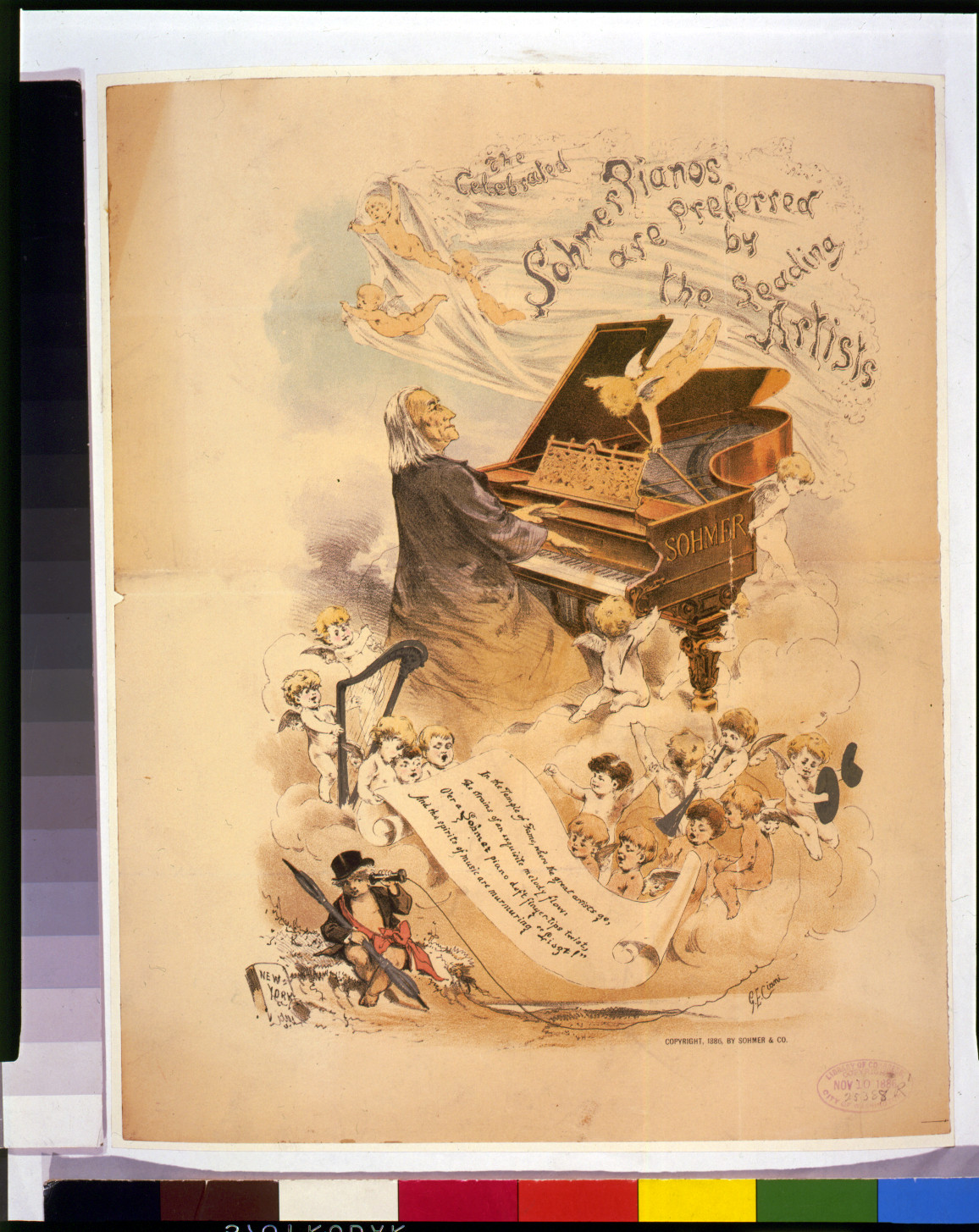 The celebrated Sohmer pianos are preferred by the leading artists / G.E. Ciani., c1886. — antique lithograph