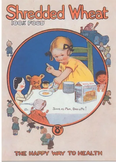 Shredded Wheat advertisement with a little girl at tea