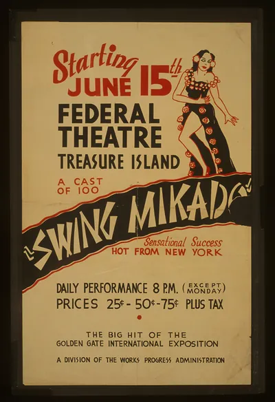 Federal Theatre [on] Treasure Island Swing mikado A cast of 100 (S) Sensational success