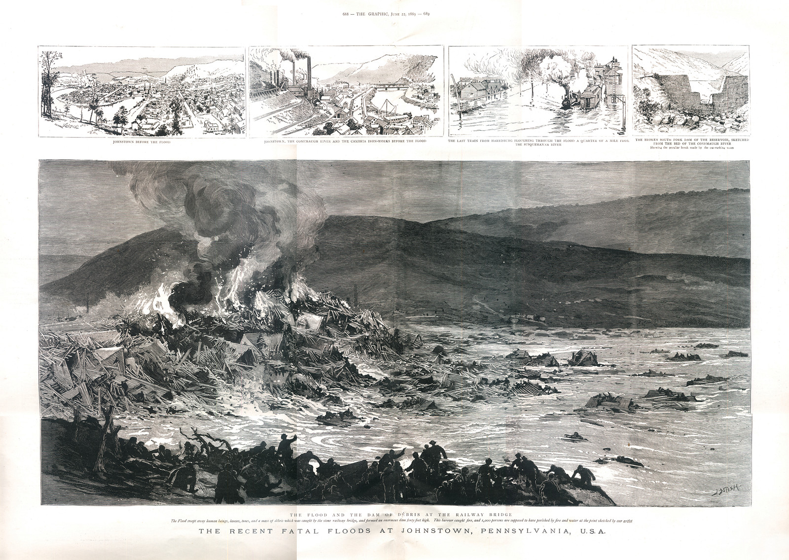 Flood Print-B, Pennsylvania — antique map
