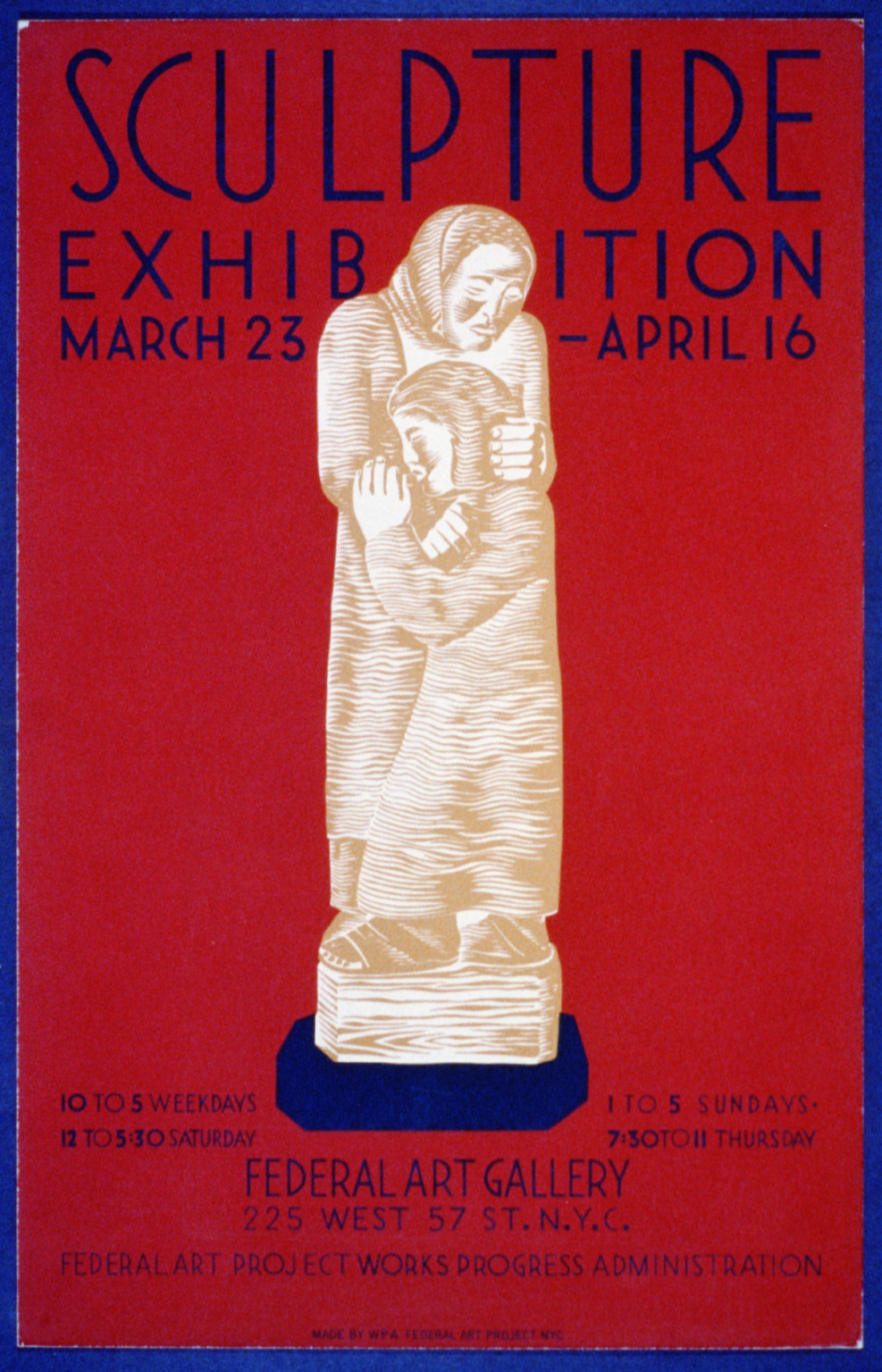 Sculpture exhibition - March 23-April 16 - Federal Art Gallery, 1936 — vintage poster