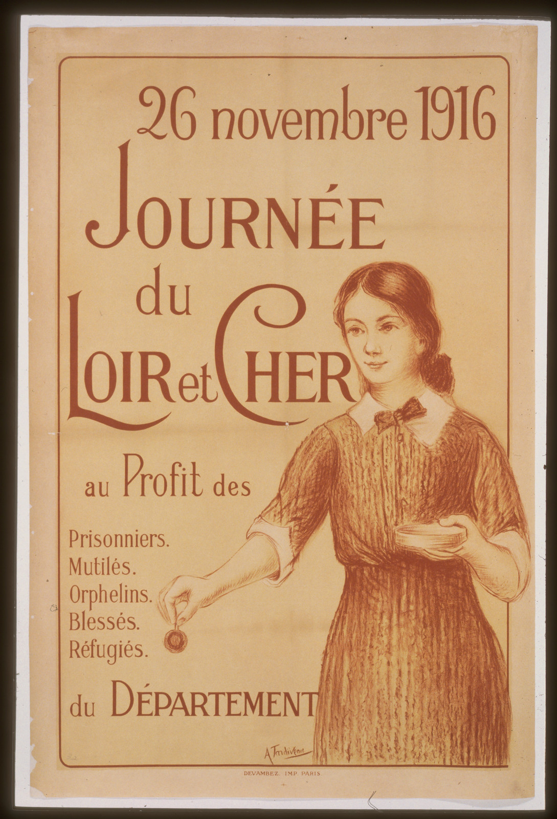 Journeacutee du Loir et Cher au profit des prisonniers. Mutileacutes. Orphelins. Blesseacutes. Reacutefugieacutes. 26 Novembre 1916, 1916 — vintage poster