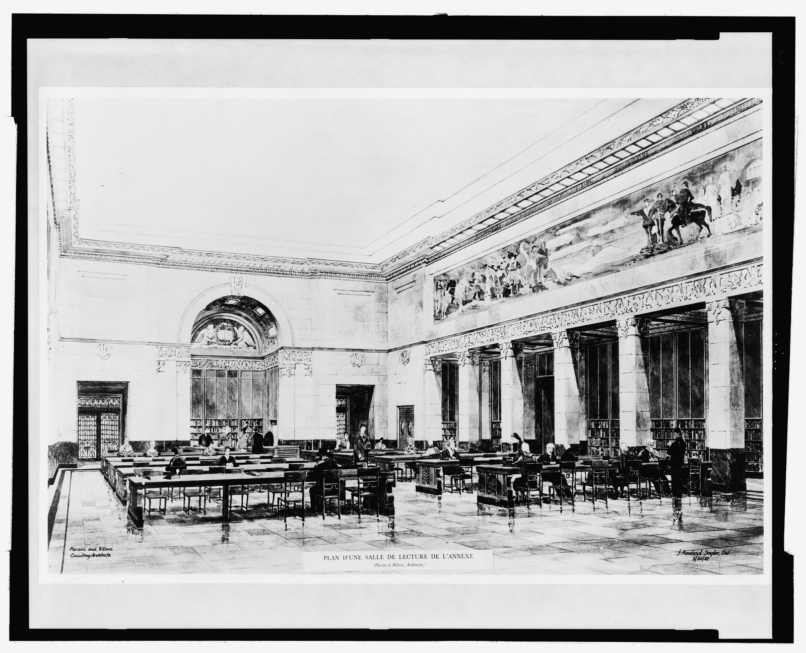 Library of Congress, Annex, plans for one of the two reading rooms, 1937 May 20. — historic drawing