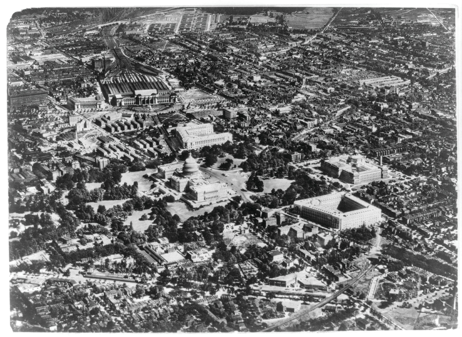 Aerial view of the Capitol Hill area, Wash., D.C., ca. 1920, [ca. 1920] — historic photograph