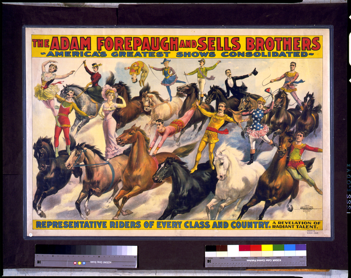 The Adam Forepaugh & Sells Brothers. America's shows consolidated. Representative riders of every class and country ..., c1900. — vintage poster
