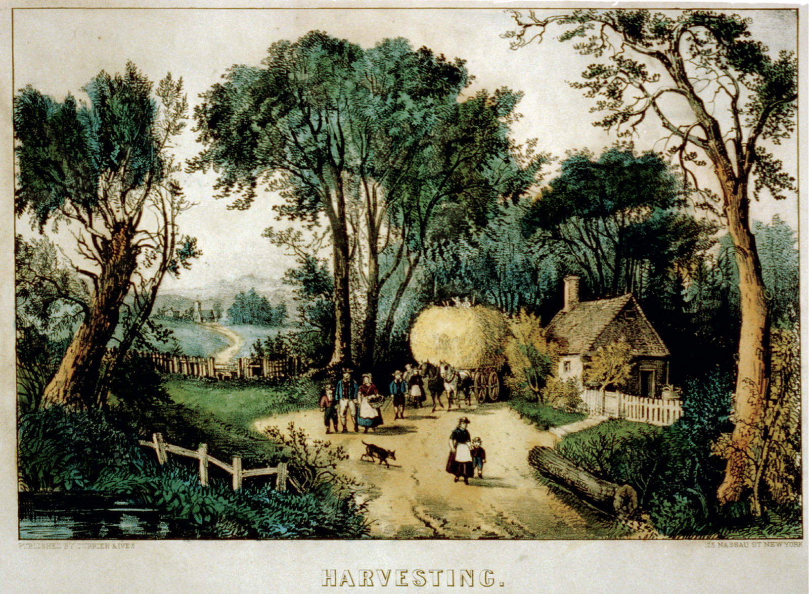 Harvesting The Last Load, c. 1856-1907 — antique lithograph
