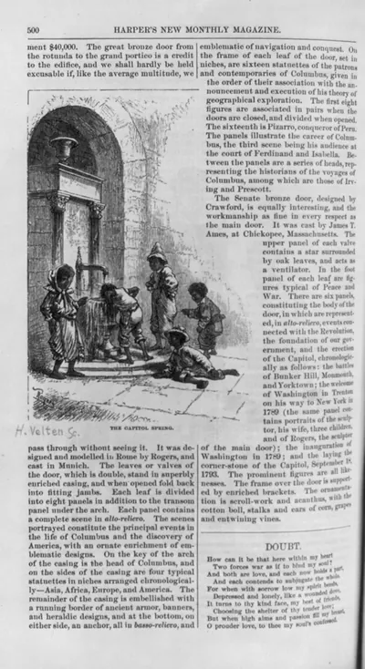 [The Capitol Spring" - 4 Negro? children and a woman at fountain in alcove ground level west front of the U.S. Capitol. One child has his head under the fountain]"