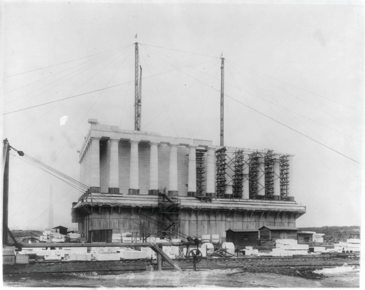 D.C. Washington - Lincoln Memorial - Exterior, Under Construction, July 1916 — historic photograph
