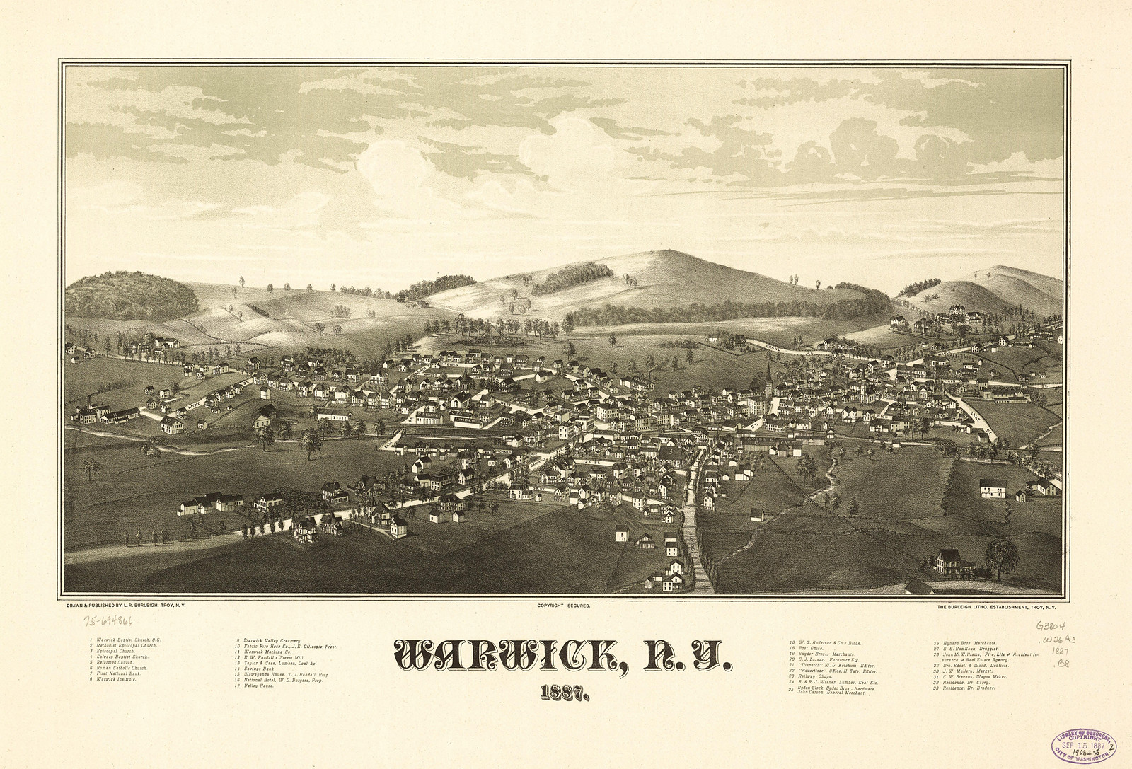 Warwick, New York, 1887, 1887 — antique map