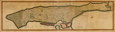 Map of Manhattan Island with street grid plan