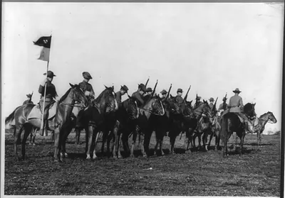 Fort Sam Houston, Tex., 1911-1912: squad of cavalry, Co. M, 11th Regiment; lining up