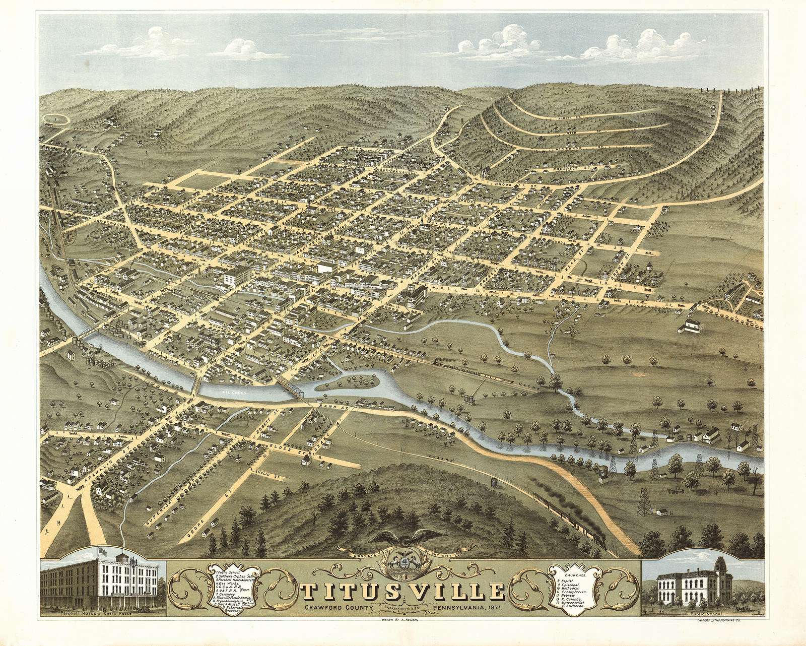 Titusville, Crawford County, Pennsylvania, 1871, 1871 — antique map