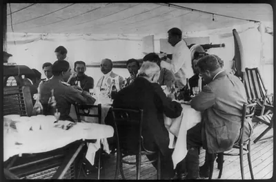 [Theodore Roosevelt, 1858-1919; lantern slide of Roosevelt's Brazil expedition, 1913, taken by his son Kermit]