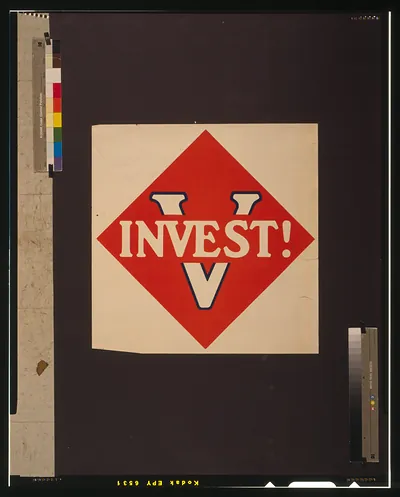 V Invest! poster on red diamond