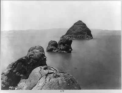 The Pyramid and Domes, Pyramid Lake, Nev. / T.H. O'Sullivan, phot.