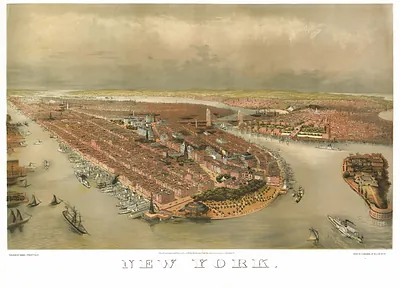 New York bird's-eye view of city and harbor