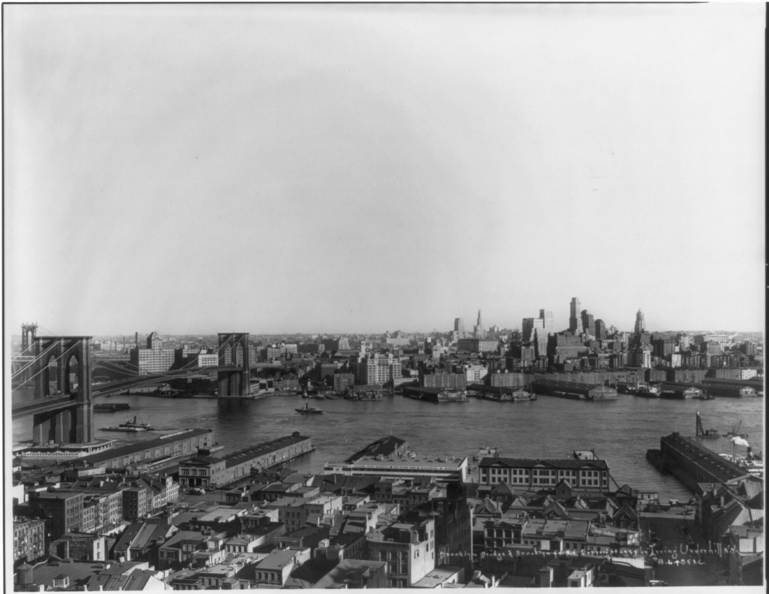 Brooklyn Bridge and Brooklyn from New York — historic photograph