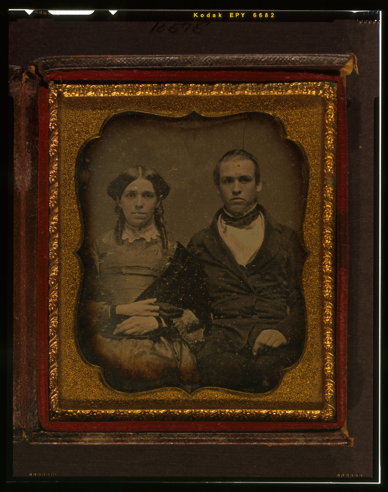 Unidentified man and wo, 1855 — historic photograph