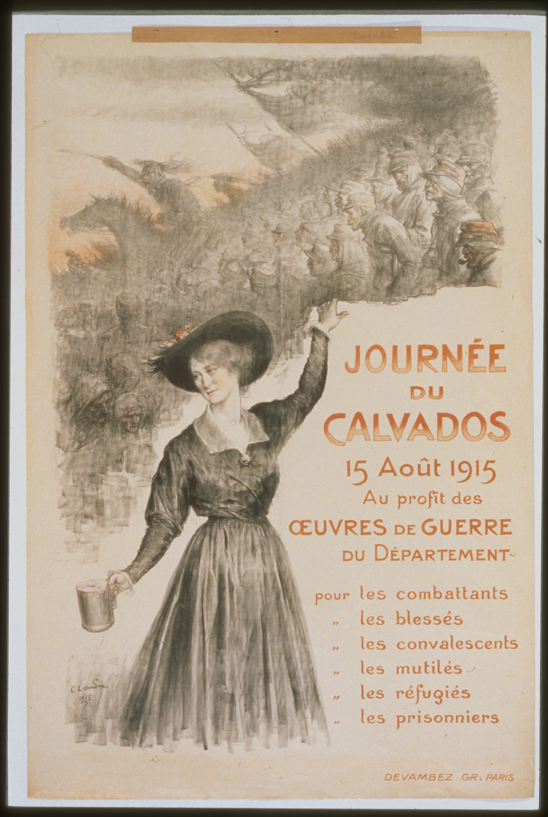 Journeacutee du Calvados. 15 aoocirct 1915. Au profit des oeuvres de guerre du Deacutepartement, 1915 — vintage poster
