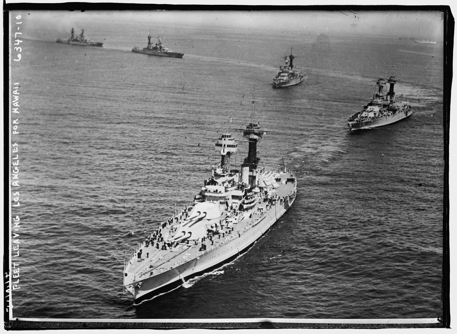Fleet leaving Los Angeles for Hawaii, n/a — historic photograph