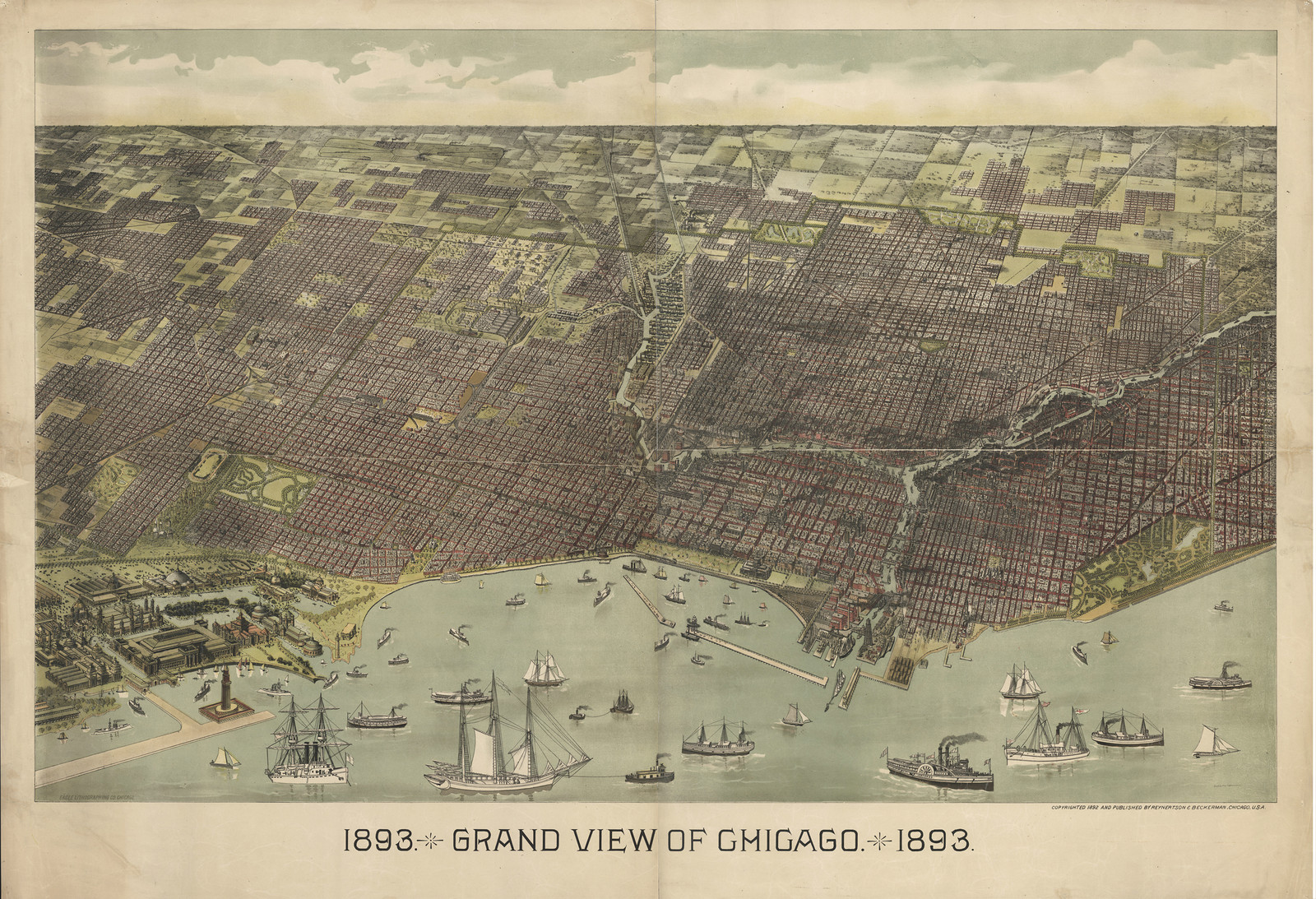 Chicago, Illinois, 1893, 1893 — antique map