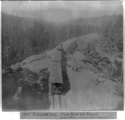 Emigrant Gap - view from the tunnel, looking West - Central Pacific Railroad