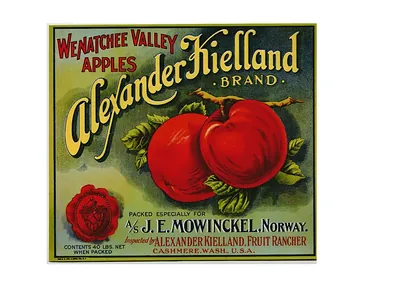 Wenatchee Valley Apples, Alexander Kielland Brand crate label