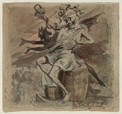 Alcohol, Death and the Devil by George Cruikshank
