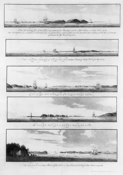 [Views of the coastline of New York, Long Island, Staten Island, and the lighthouse on Sandy Hook, New Jersey]