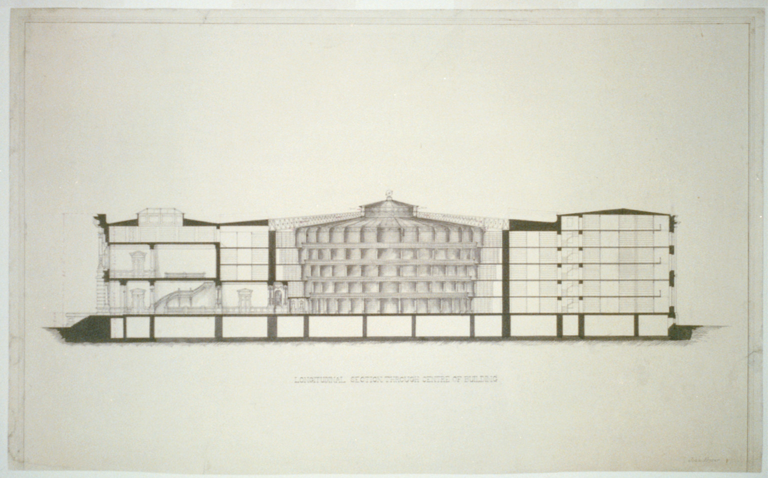 [Library of Congress, Washington, D.C. Longitudinal section], and Engineering (ADE) Drawings" (http://www.loc.gov/rr/print/res/103_ade.html)." — historic drawing