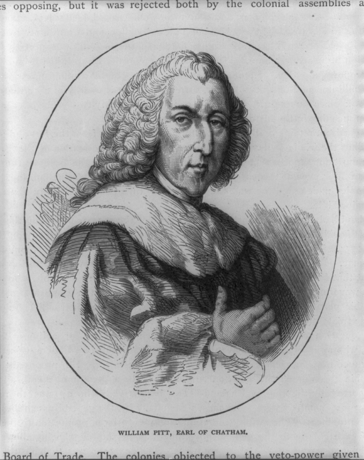 [William Pitt, Earl of Chatham, head and shoulders portrait, facing right] — antique engraving