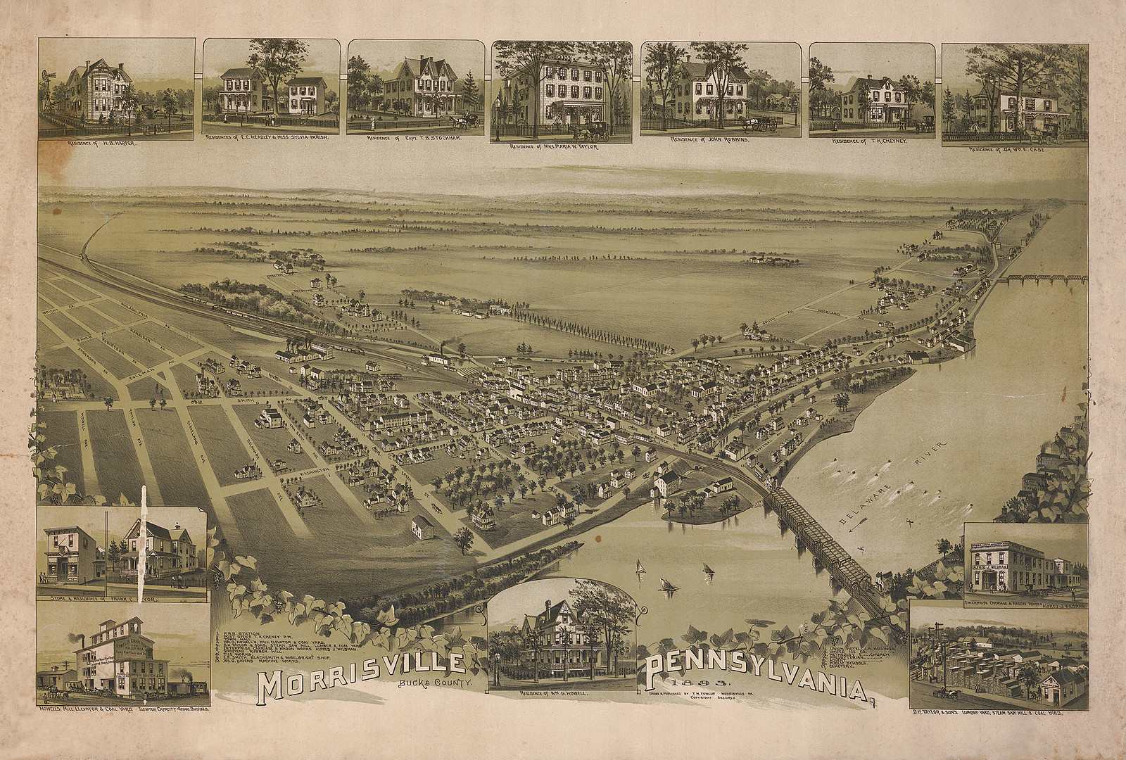 Bird's-eye view of Morrisville, Pennsylvania, 1893, 1893 — antique map