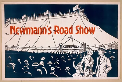 Newmann's Road Show poster with big top tent