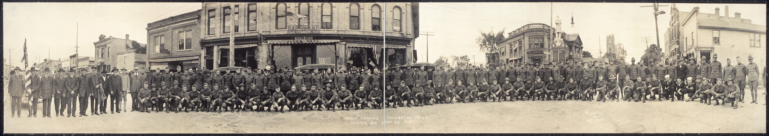Homecoming Calumet boys Chilton, Wisconsin, 1919, 1919 — historic image