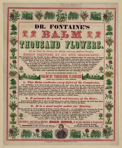 Dr. Fontaine's Balm of Thousand Flowers advertising broadside