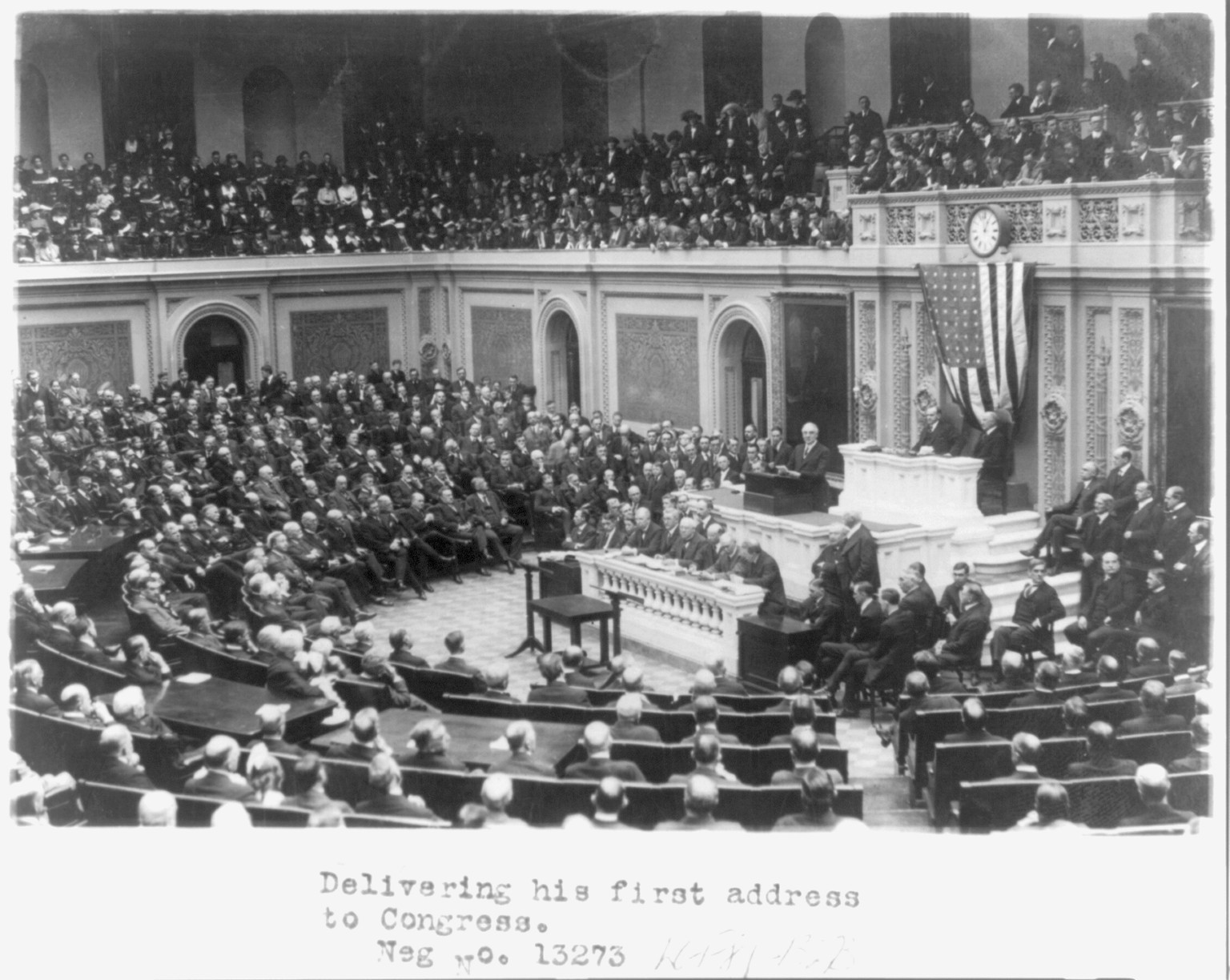 [Harding delivering first address to Congress, 1921.], 1921 — historic photograph