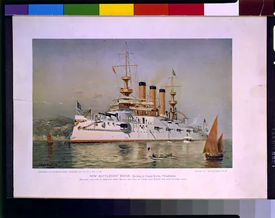 New battleship Maine, building at Cramp Works, Philadelphia / Fred Pansing.