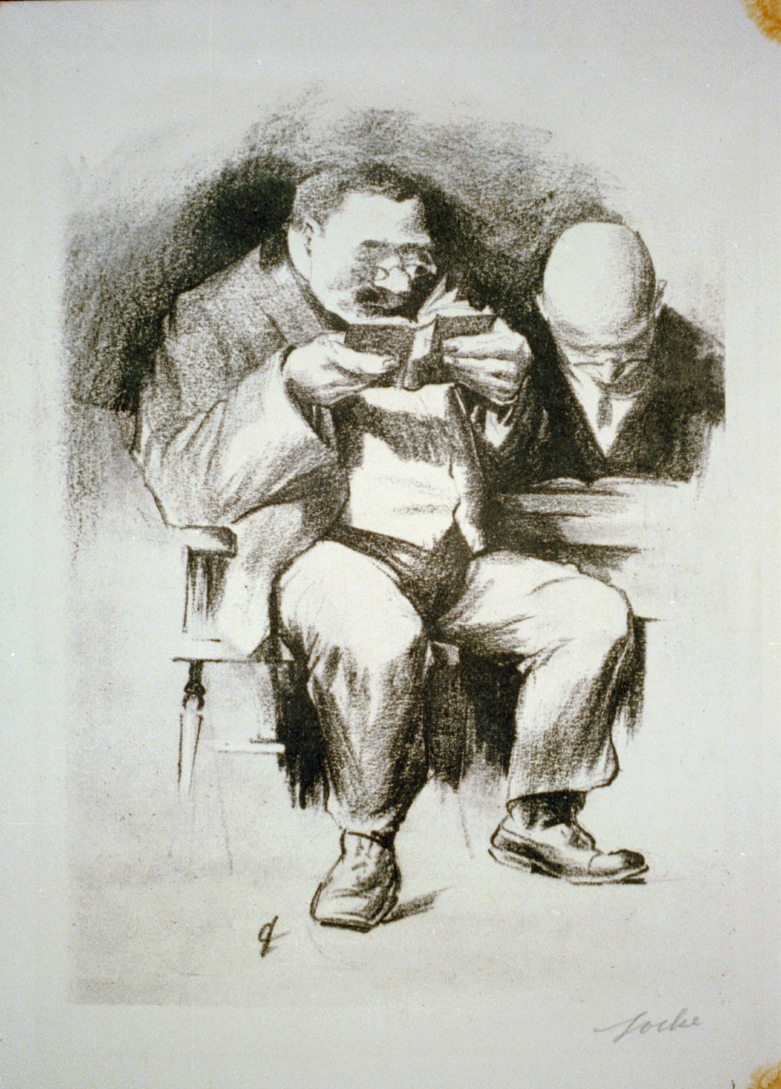 The library / Locke, [192-] — antique lithograph