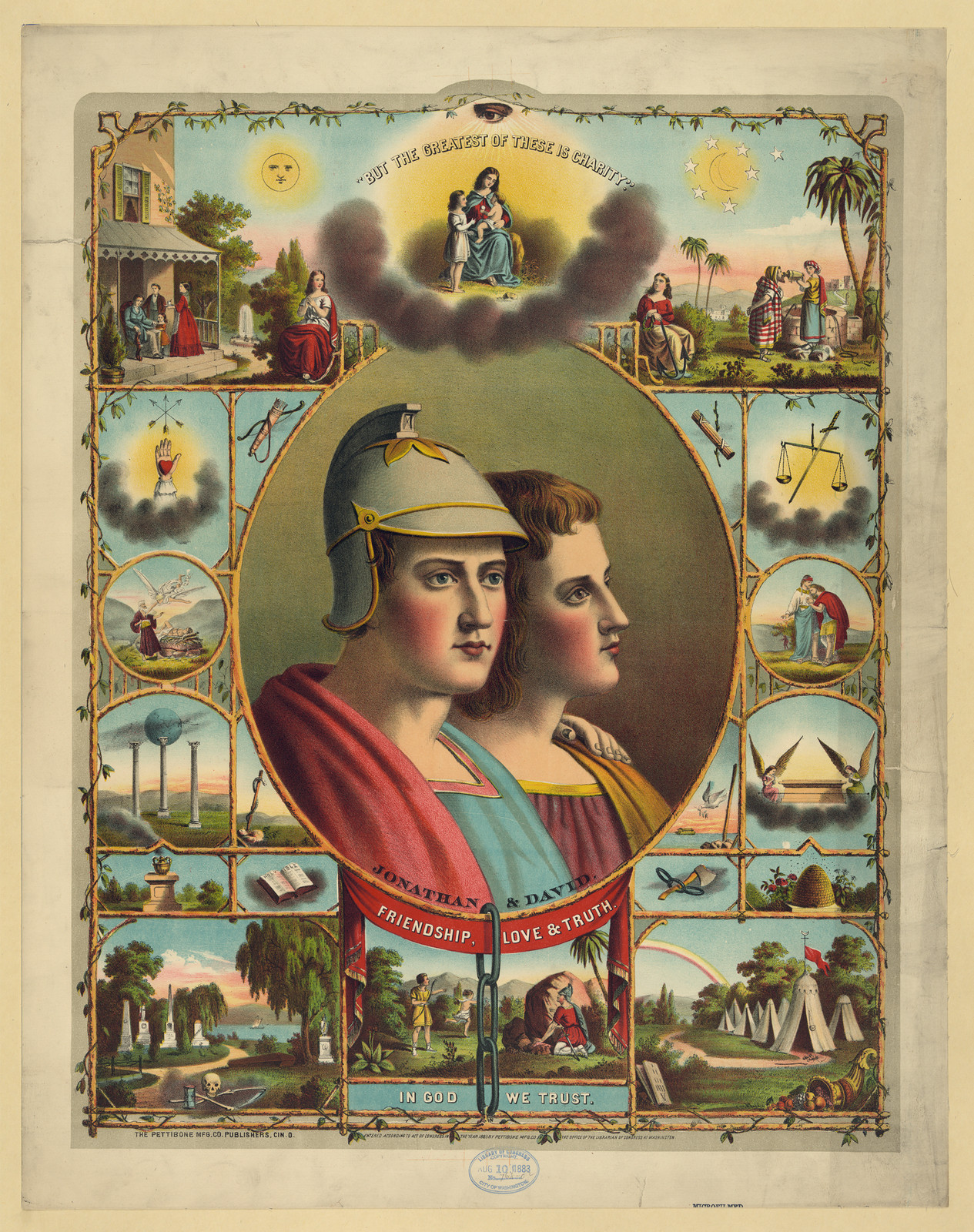 Jonathan and David: Friendship, Love and Truth, In God We Trust — historic image