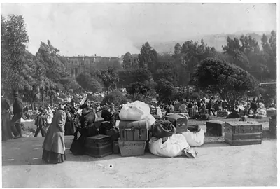 Earthquake and fire, San Francisco, Calif.: Refugees in Jefferson Park, April 18, 1906