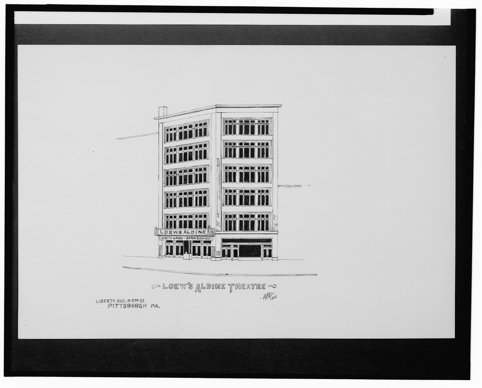 [Loew's Aldine Theatre, Liberty Ave. and 9th St., Pittsburgh, Pennsylvania] / AFD 1932., And Engineering (ADE) Drawings — vintage poster