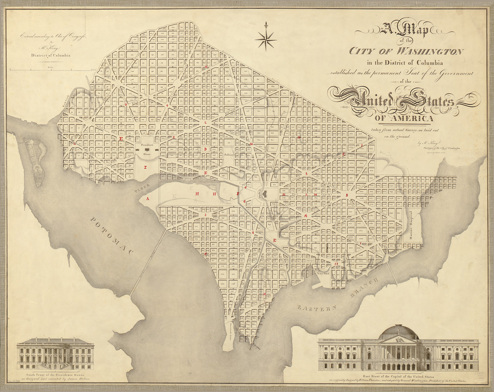 A Map of the City of Washington in the District of Columbia [1818], 1818 — antique map