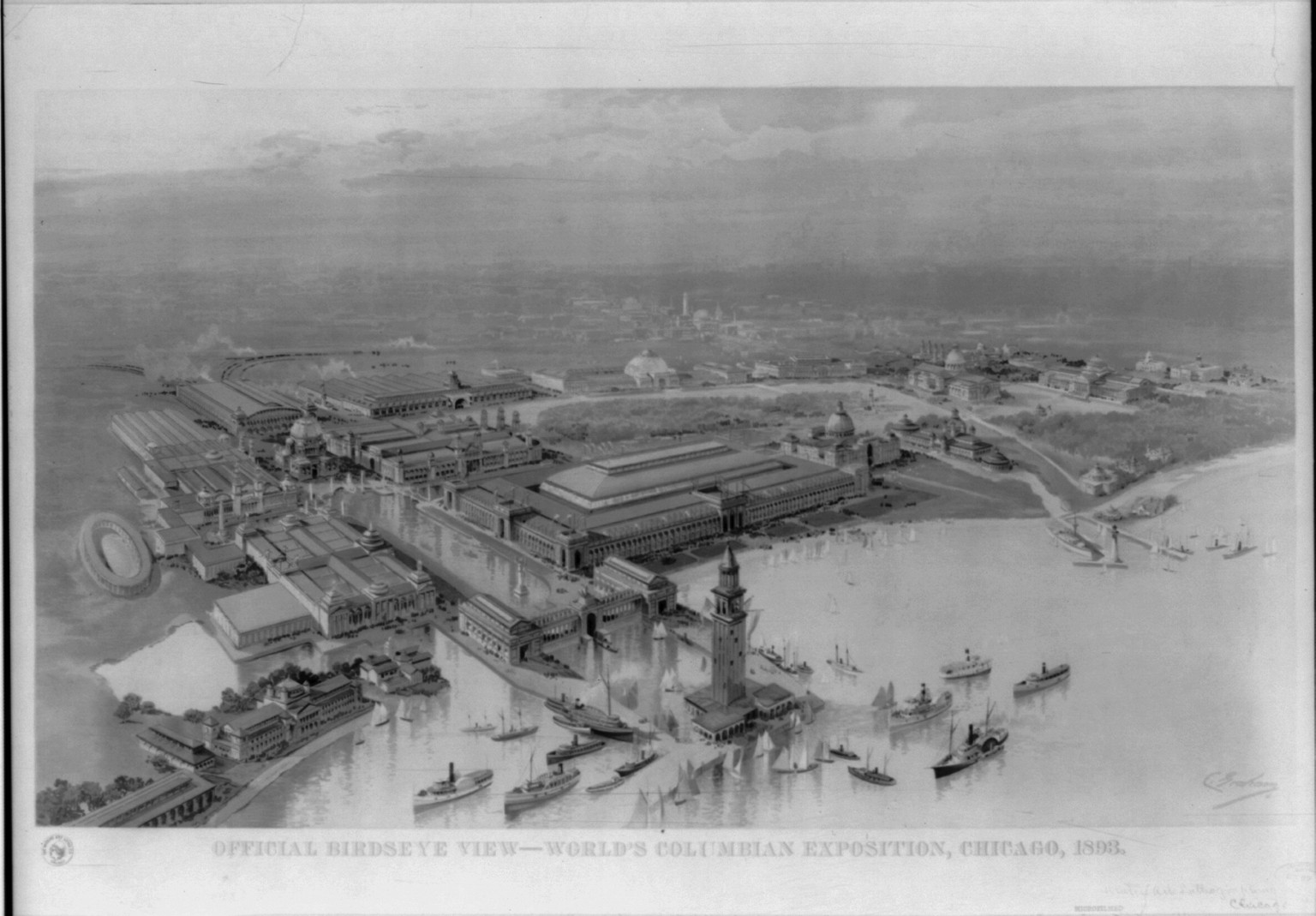 Official birdseye view. World's Columbian Exposition, Chicago, 1893, c1892 Oct. 29. — historic print