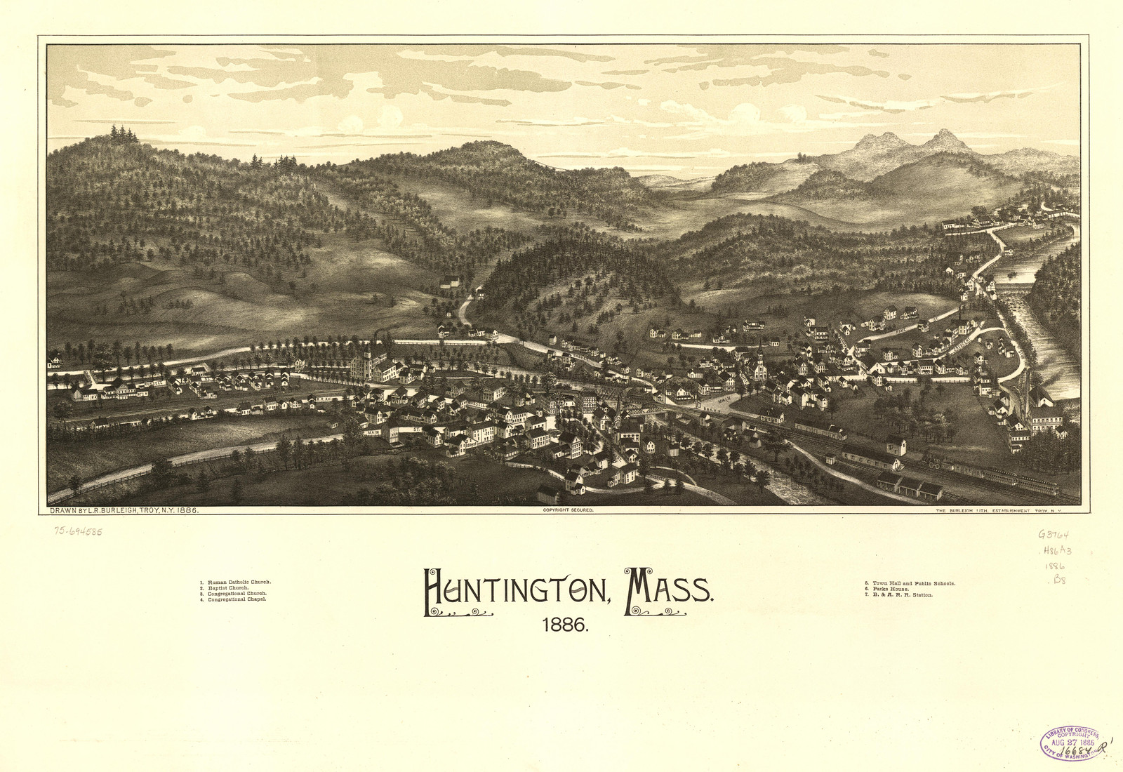 Huntingdon, Massachusetts, 1886, 1886 — antique map