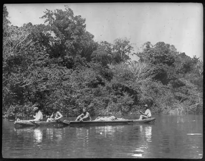 [Theodore Roosevelt, 1858-1919; lantern slide of Roosevelt's Brazil expedition, 1913, taken by his son Kermit]