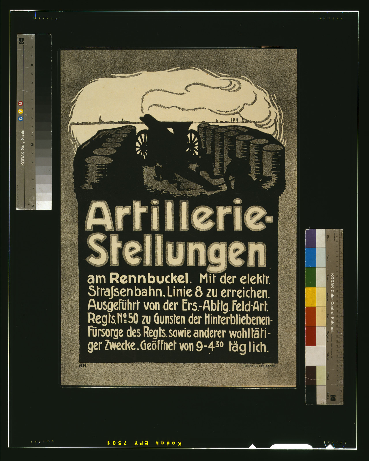 Artillerie-Stellungen / AK., 1915 — vintage poster