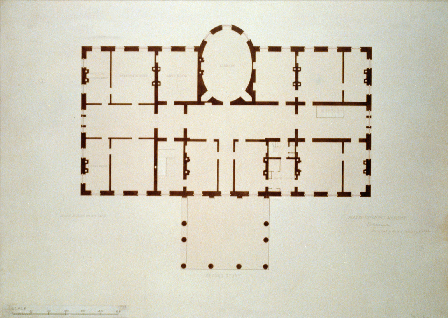 [The White House (Executive Mansion") D.C. Second story floor plan]", 1853 — historic drawing